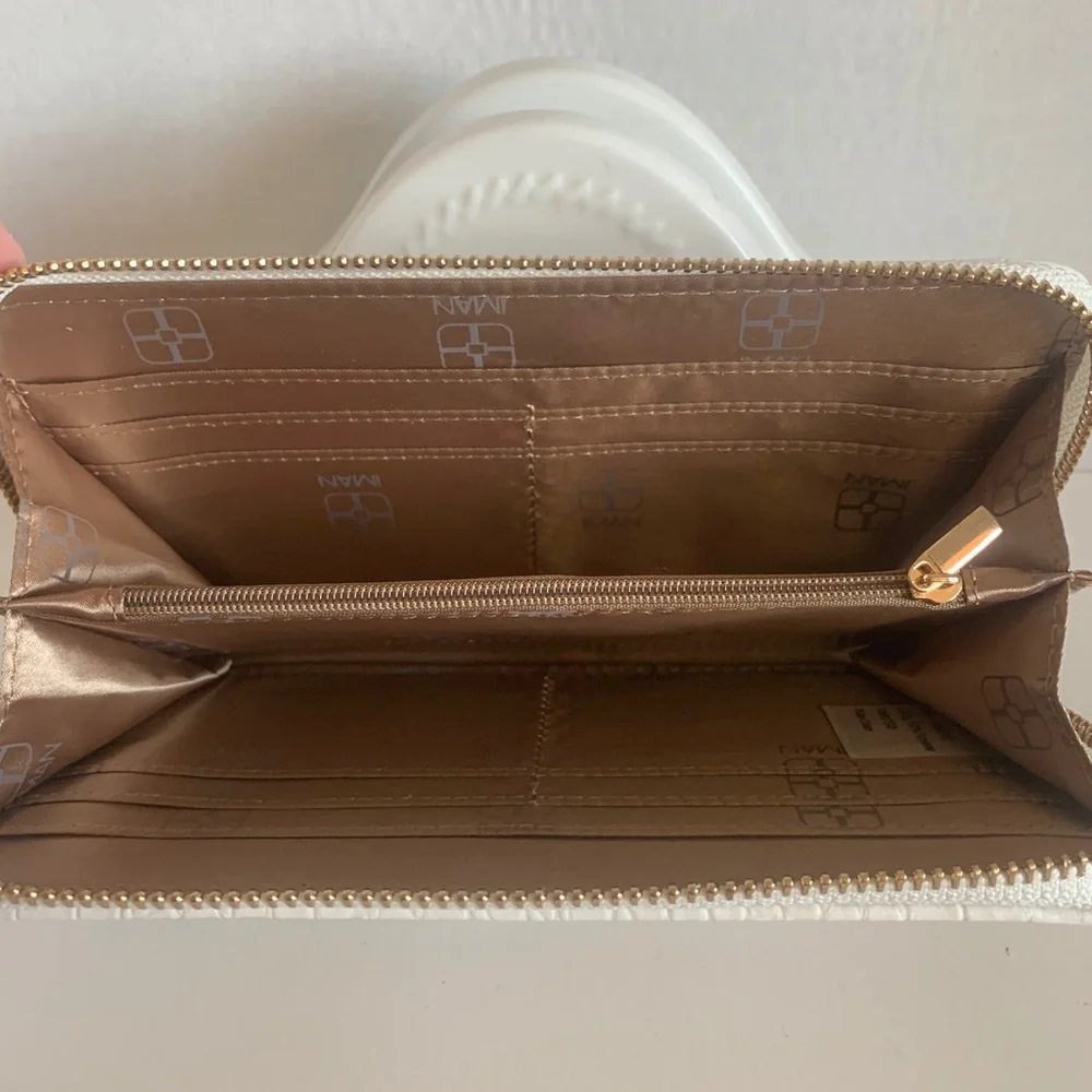 IMAN Croco-Embossed Zip Around Wallet